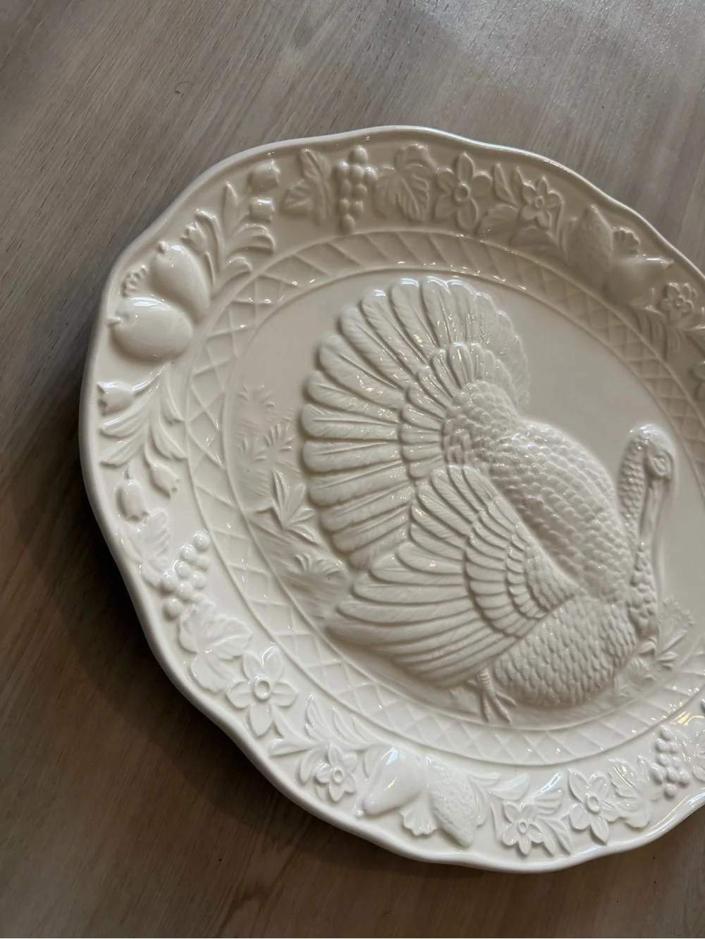 Vintage R.H. Macy & Co Turkey Platter Thanksgiving Holiday Japan White Ceramic